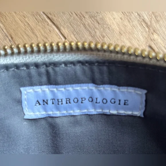 Anthropologie Leather Organizer Pouch Silver Glitter - Picture 14 of 15